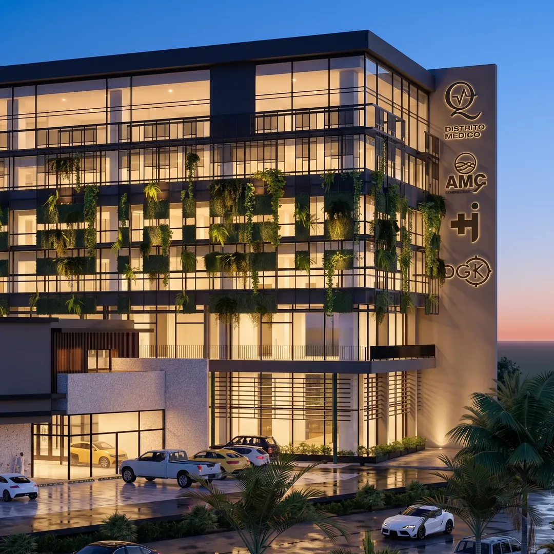 Render de la fachada del Distrito Médico